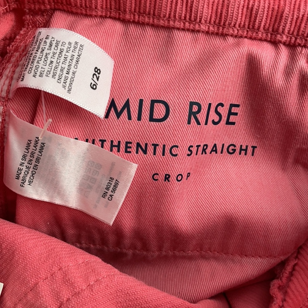 Lucky Brand Pink Corduroy Straight Fit High Rise Cropped Pants - Picture 10 of 11
